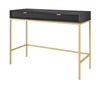 Černá konzola Lovro se zásuvkami stylový a funkční nábytek do předsíně, obývacího pokoje nebo kanceláře, rám ve zlaté barvě