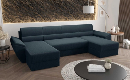 Rohová sedací souprava s funkcí spaní Fogu U II modrá pohodlná rohová sedací souprava s pohodlnými područkami zajímavý design kontejner na lůžkoviny