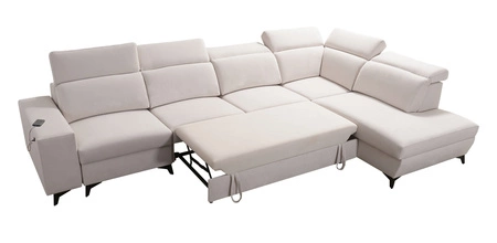 Kelly Elegantní XI rohová sedací souprava s funkcí spaní šedý jasan pravostranná stylová a pohodlná rohová sedací souprava z odolné tkané látky