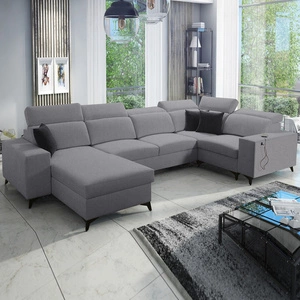 Rozkládací pohovka Kelly Sleek IV šedá levý roh rozkládací pohovky s koši na lůžkoviny tkaná látka