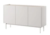 Komoda Vellore 144 cm béžová elegantní komoda s jemným charakterem se sníženou horní deskou v dubovém odstínu kovové nohy