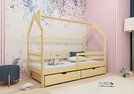 Dřevěná postel Dale 90x200 cm borovice moderní design dětská postel z masivního borovicového dřeva dětský domeček postel