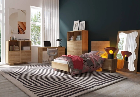 Vysoká komoda Noma 102 cm dub riviera elegantní design jednoduchá forma nábytku hodící se do každého interiéru čela komody se systémem push to open