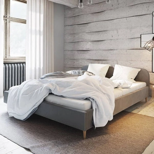 Čalouněná postel Ivrea 180x200 světle šedá s čelem v moderním stylu ideální do ložnice