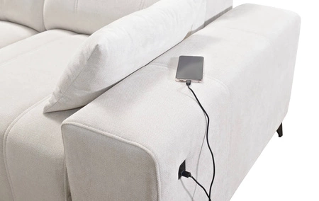 Penejos IV rohová pohovka s funkcí spaní šedá levostranná stylová rohová pohovka se dvěma lůžkovinami odolná látka