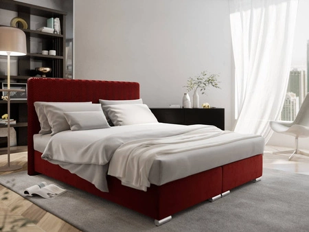 Kontinentální postel Sarona 140x200 ve vínové barvě v moderním skandinávském stylu s výrazným čelem