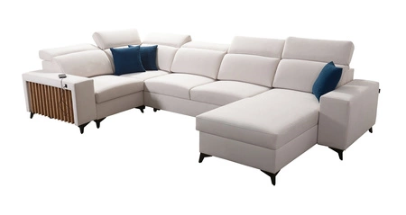 Rohová sedací souprava s funkcí spaní Kelly IV Indian pink pravý samet pohodlná rohová sedací souprava nastavitelné opěrky hlavy boční čalouněné lištami