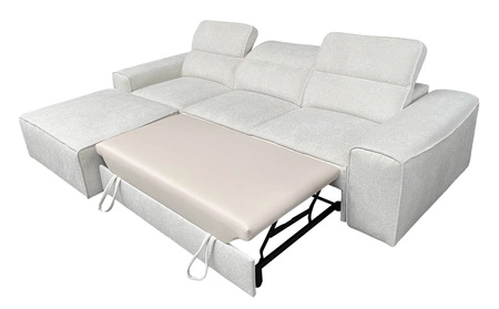 Rohová sedací souprava s funkcí spaní Viano světle hnědá levá strana stylová rohová sedací souprava zajímavého tvaru nastavitelné opěrky hlavy dekorativní polštáře