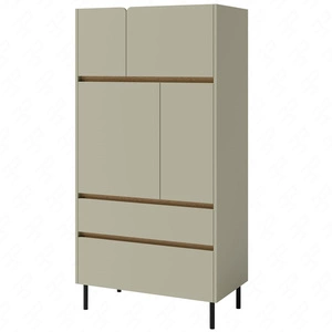 Regál Paguro 80 cm eukalyptus / baltický dub dune elegantní design stabilní vysoké nohy knihovna s dvířky a zásuvkami