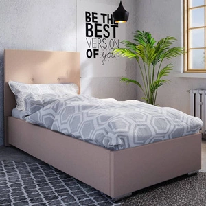 Čalouněná postel Burgos 90x200 pudrově růžová s moderním stylem čela ideální do pokoje pro mladé nebo malé ložnice