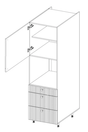 Kuchyňský příspěvek Silver 60 DPS-210 3S 1F vestavná skříň na troubu se zásuvkami odolná proti páře vysoké teplotě a rozlitým tekutinám