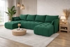 Rohová pohovka s funkcí spaní Selva U bottle zelená Zajímavě prezentovaná rohová pohovka z příjemné plyšové látky