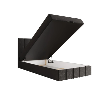 Casey 90x200 šedá kontinentální postel v moderním skandinávském stylu s čalouněným čelem postel s úložným boxem