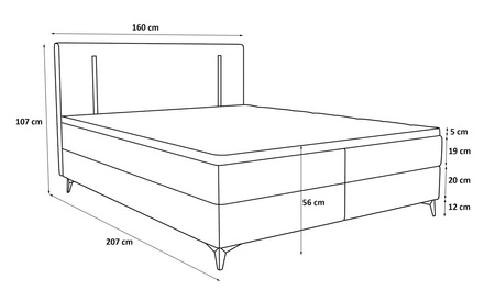Kontinentální postel Norco 160x200 růžová stylová postel s úložným boxem s osvětlením v čele postele dodává jedinečný nádech