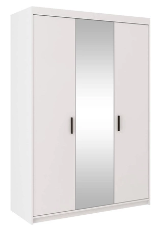 Šatní skříň se zrcadlem Rene 133 cm bílý moderní design a hrany zakončené ABS