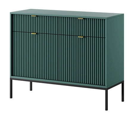 Komoda Lovro 104 cm se zásuvkami v pastelově zelené barvě Moderní design potěší milovníky osobitých interiérů
