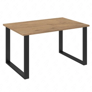 Stůl Taunton 138x90 cm dub lancelot / černá jednoduchá forma nábytku obohacená o stylové černé nohy v loftovém stylu odolné proti rozlití desky