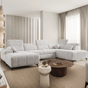 Penejos VI rohová sedací souprava s funkcí spaní šedý jasan levá stylová rohová sedací souprava se dvěma lůžkovinami odolná látka