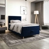 Kontinentální postel Bing 100x200 tmavě modrá v moderním skandinávském stylu s čalouněným čelem postele s úložným boxem