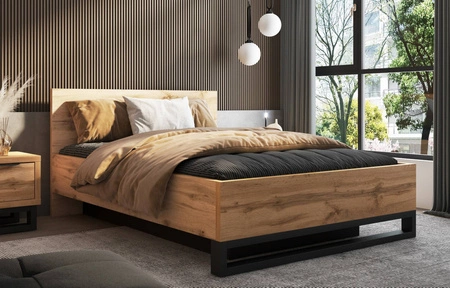 Postel Halle S 180x200 s úložným prostorem na lůžkoviny dub wotan stylový design ideální postel do ložnice kvalitní zpracování