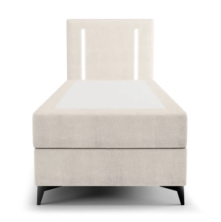 Kontinentální postel Norco 80x200 ecru Stylová postel s osvětlením kontejneru na ložní prádlo v čele postele je jedinečná