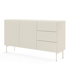 Komoda Muti 147 cm béžová stylová komoda s designovými drážkami vysoké nohy podtrhují elegantní design
