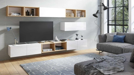 Nábytková sestava Apulia XXVI bílý lesk / dub zlatý mimořádně stylová nábytková sestava jednoduché jednotky hodící se do každého interiéru