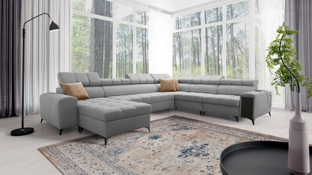 Rohová sedací souprava s funkcí spaní Bolmso VIII šedá levá Elegantní a pohodlná rohová sedací souprava se zásuvkou ideální do prostorných interiérů