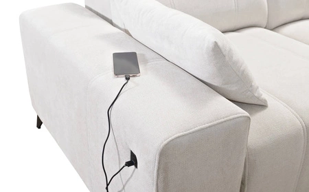 Rohová sedací souprava s funkcí spaní Penejos VI světle šedá levá stylová rohová sedací souprava se dvěma lůžkovinami odolná látka