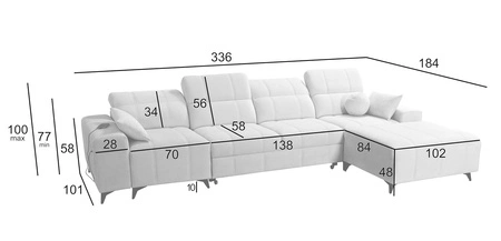 Rohová sedací souprava s funkcí spaní Penejos XII šedý jasan pravá stylová rohová sedací souprava s kontejnery na lůžkoviny pohodlné nastavitelné opěrky hlavy