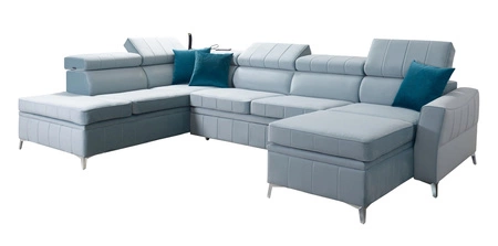 Rohová pohovka s funkcí spaní Rava VI grafitový pravý roh Praktická a moderní rohová pohovka vybavená multifunkční lampou