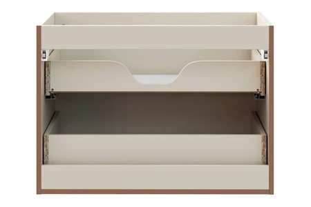 Umyvadlová skříňka Donna Sand 80 cm béžová elegantní nástěnná skříňka s ozdobným lemem zlaté úchyty z kovu