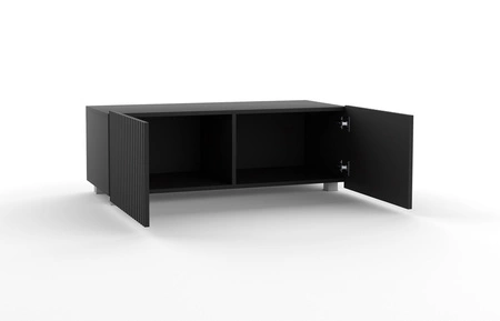 RTV skříňka Colder 100 cm černá s možností zavěšení stylové rýhované čelo elegantní forma nábytku v moderním stylu