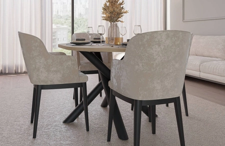 Lyon stůl 100x138 cm dub lindberg / černý stylový jídelní stůl na designových pavoučích nohách výškově nastavitelný