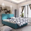 Modrá čalouněná postel Reus 160x200 s moderním čelem ideální do ložnice