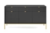 Komoda Lovro 154 cm černá moderní design potěší milovníky výrazných interiérů zlaté kovové doplňky