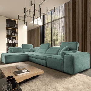 Rohová sedací souprava s funkcí spaní Viano XI patina levá moderní a stylová rohová sedací souprava s nastavitelnými opěrkami hlavy dekorativními polštáři