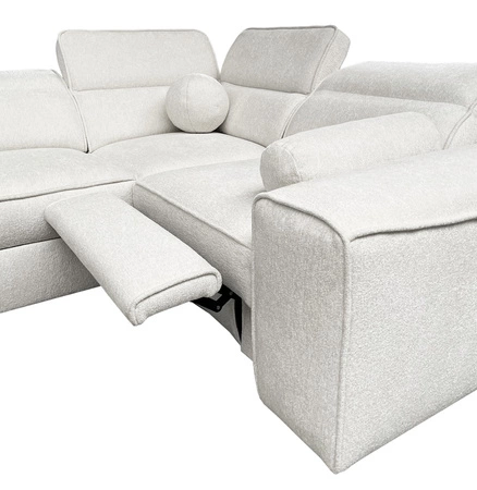 Viano II Lux šedomodrá designová rohová rozkládací pohovka s funkcí spaní do obývacího pokoje s pohodlnou výsuvnou opěrkou nohou