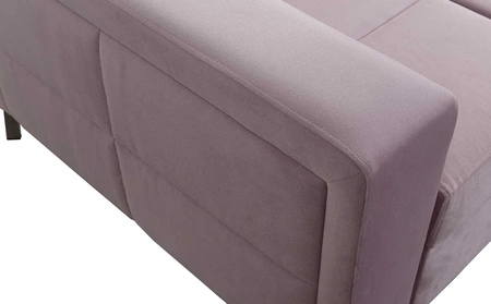 Rohová sedací souprava s funkcí spaní Nausa III bordó sametová pravá stylová pohodlná rohová sedací souprava nastavitelné opěrky hlavy nádoba na lůžkoviny