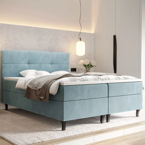 Tyrkysová kontinentální postel Melba 180x200 v moderním skandinávském stylu s výrazným čelem