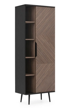 Regál Tullio 70 cm černý grafit / captains deck elegantní design knihovna s dvířky zakřivená linie vrcholů kovová základna