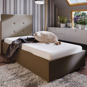 Čalouněná postel Bejar 90x200 tmavě béžová s čelem v moderním stylu ideální do pokoje pro mladé nebo malé ložnice