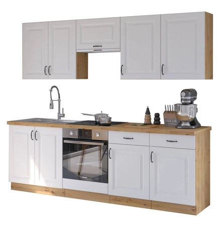 Sada kuchyňského nábytku Scandi 240 cm skříně vypadají skvěle v klasických i moderních skandinávských interiérech