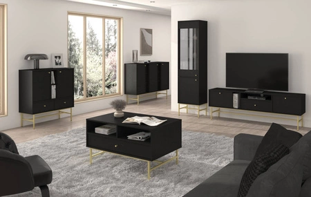 Kyoto III 52 cm černý grafit stylový design bezpečná vitrína z tvrzeného skla na kovovém rámu