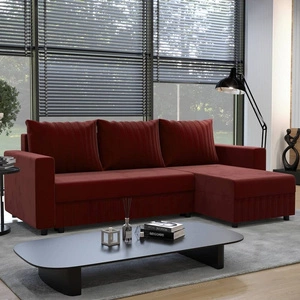 Rohová sedací souprava s funkcí spaní Pasco vínová pravá strana Klasická rohová sedací souprava, která se hodí do každého interiéru Dekorativní prošívání