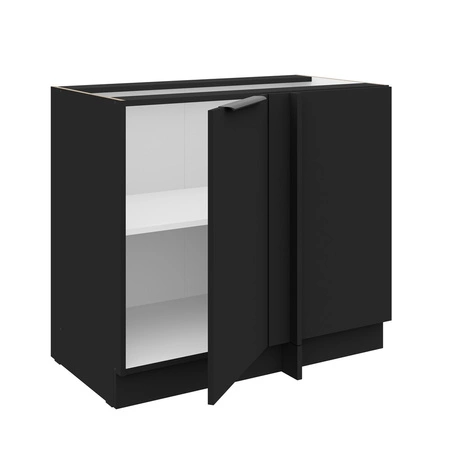 Rohová kuchyňská linka černá 105 ND 1F BB pravá kovová hrana úchytky skříňka odolná proti vlhkosti a poškození