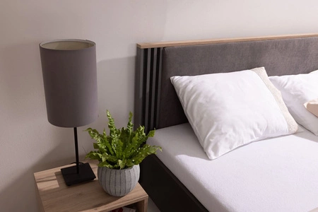 Postel Estan 160x200 cm antracitová ideální postel do ložnice ABS hrany designové čalouněné čelo postele