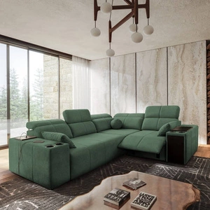 Rohová sedací souprava s funkcí spaní Tesalia II Lux mint pravá pohodlná rohová sedací souprava s posuvným opěradlem a výsuvnou podnožkou