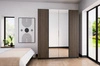 Šatní skříň se zrcadlem Kastano XII 200 cm černá / dub evokuje stylový design dveře šatní skříně zdobené černými lamelami ideální pro ložnice