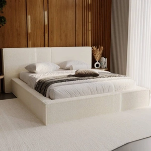 Čalouněná postel Palise 140x200 krémová stylová postel s úložným prostorem na lůžkoviny pohodlný podhlavník zaujme svým elegantním designem
